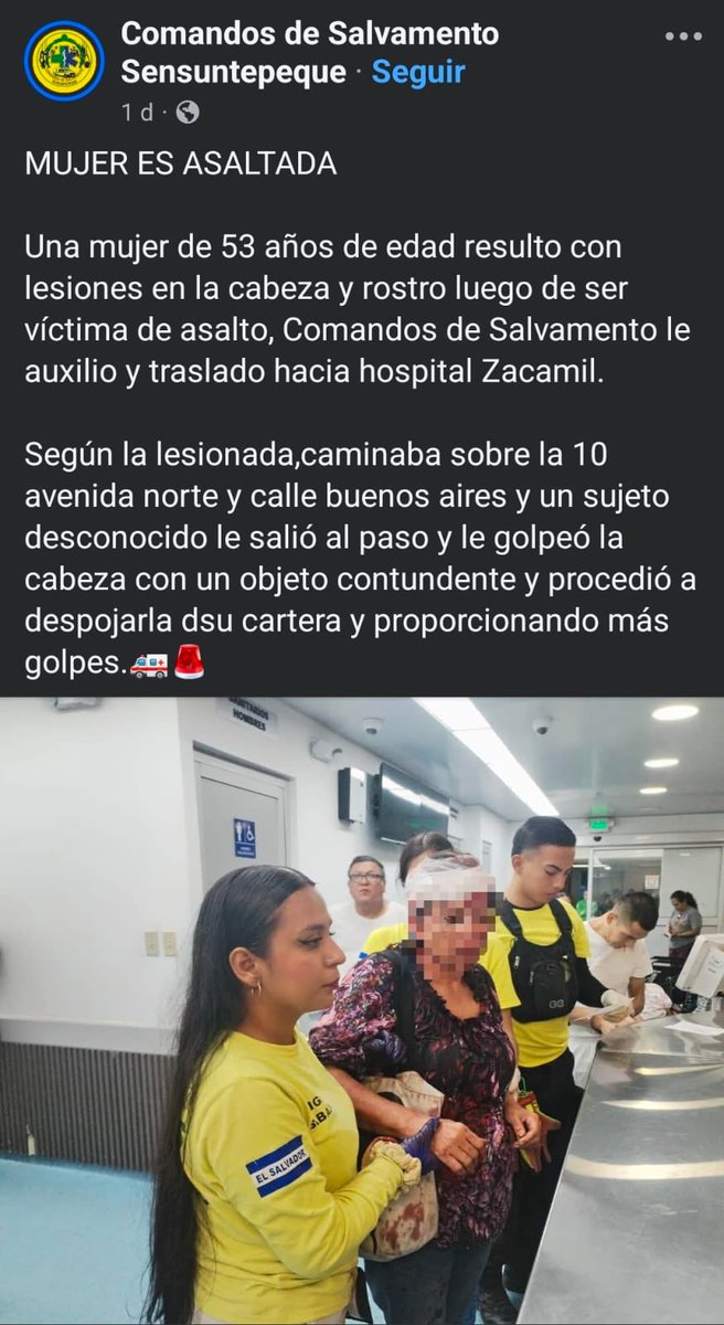 PNCSV's tweet photo. El pasado sábado 21 de febrero, una mujer de 53 años fue víctima de robo, durante el ataque, la golpearon.

El incidente ocurrió sobre la alameda Juan Pablo II y la 5.ª Avenida Norte, San Salvador Centro.

Los responsables han sido capturados y fueron identificados como:

▫️ Teresa Elizabeth Castro
▫️ José Ernesto Preza Zepeda

Serán remitidos a las instancias correspondientes.

Y recuerde, El Salvador es un país con cero impunidad, si alguien comete un delito, enfrentará todo el peso de la Ley.