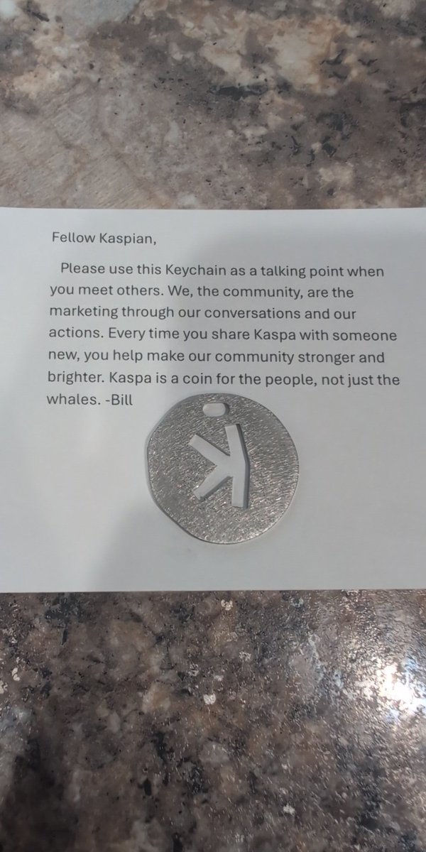 _DrLiberty's tweet photo. Special thanks to @billredenius for sending me one of the #Kaspa keychain conversation starters! 

I'm honored and beyond grateful for the recognition and generosity of the entire Kaspa ecosystem! 

#KaspaIsENDGAME
#JUSTKEEPBUILDING
#TheCommunityHasThePower https://t.co/uTR4EgiuL7