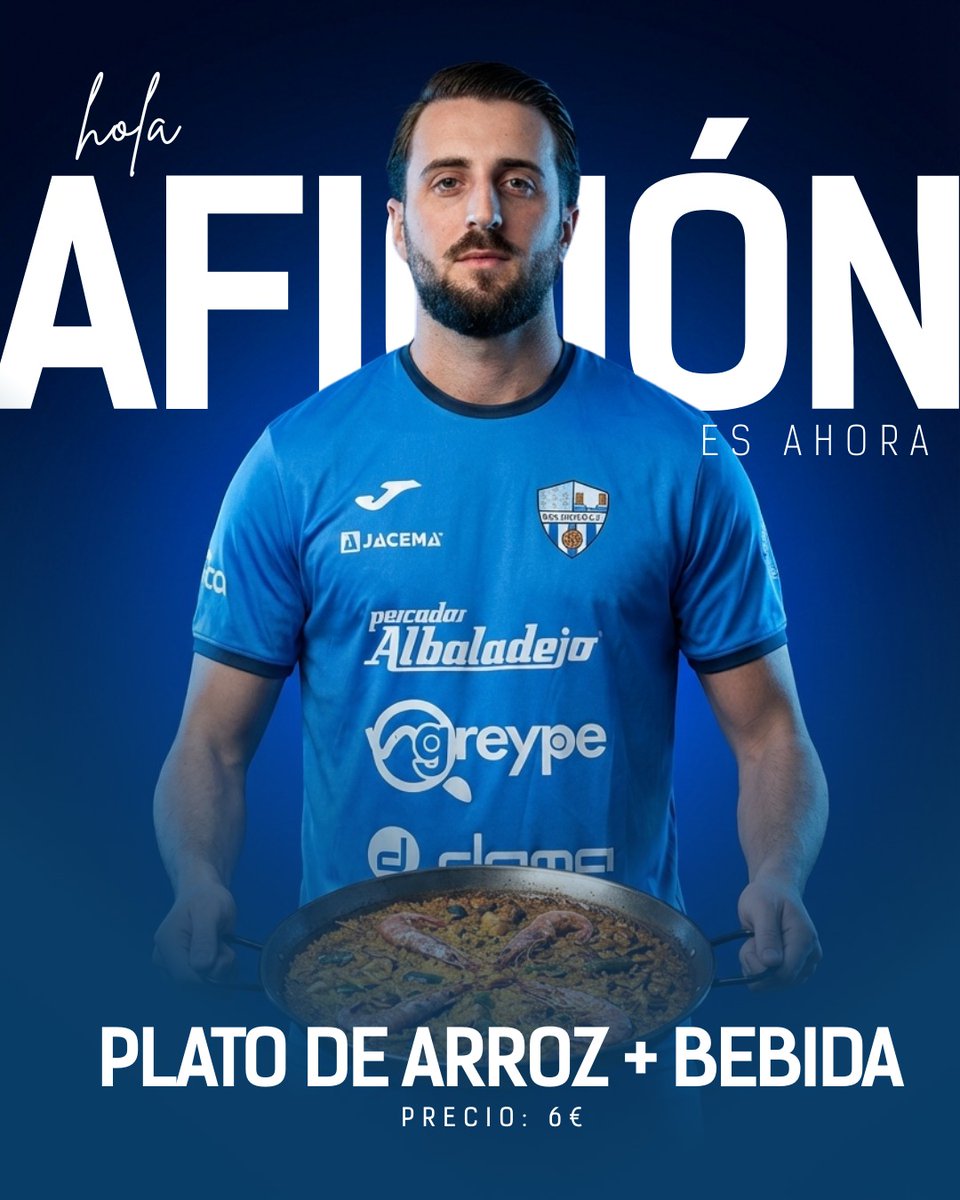 Y como estocada final, ganemos o perdamos, porque somos una familia.

Habrá arroz para todo el que quiera quedarse un ratito con nosotros, a partir de las 14:00h al finalizar el encuentro.

Plato de arroz + bebida: 6€
¡Reserva ya tu plato!