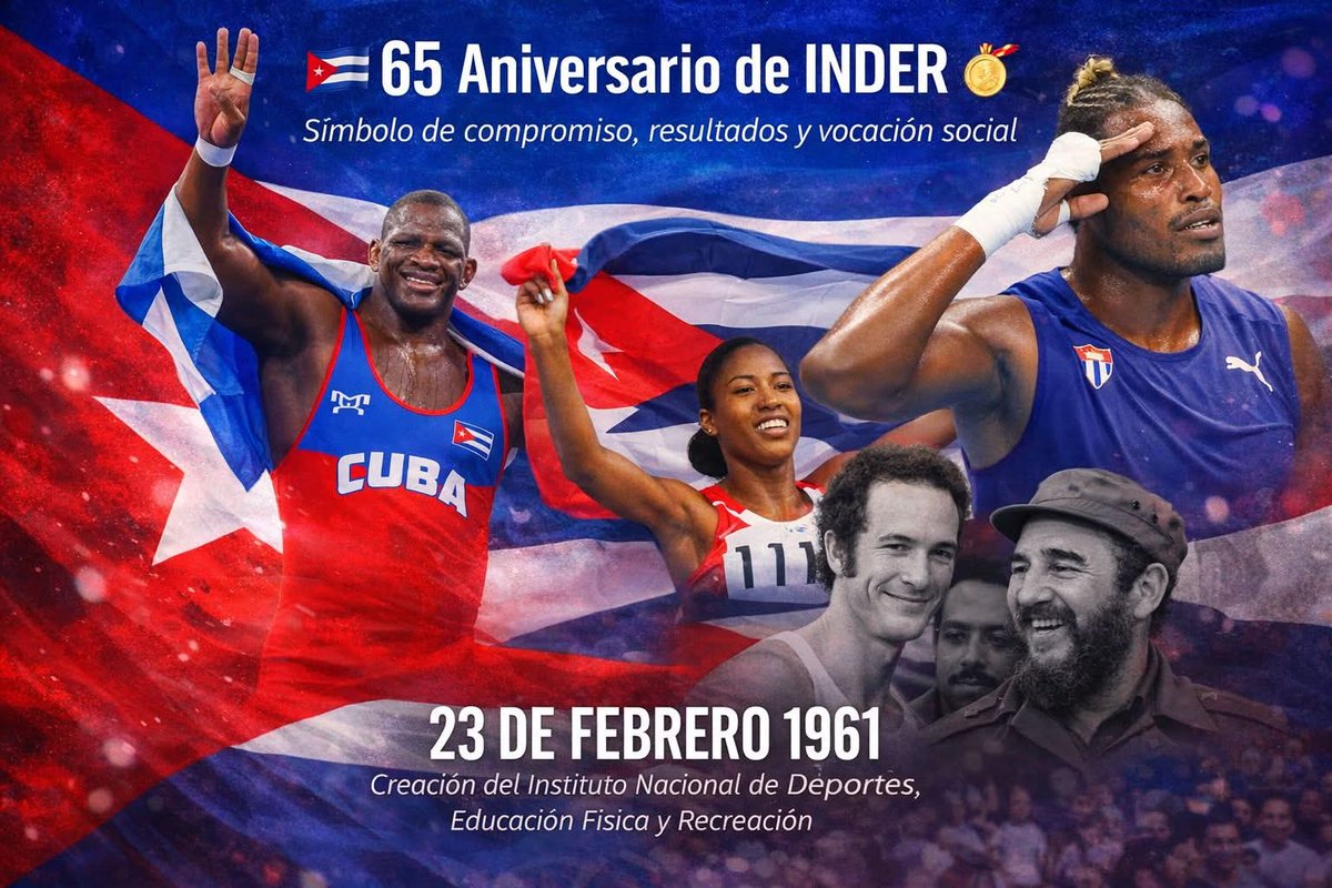 Con #HonorHolguinero felicitamos a todos los trabajadores, entrenadores y profesores del Sistema deportivo de #Cuba en el 65 Aniversario de la constitución del INDER. En especial a los de #HolguínSí que trabajan por la máxima fundacional de hacer del deporte un derecho del pueblo