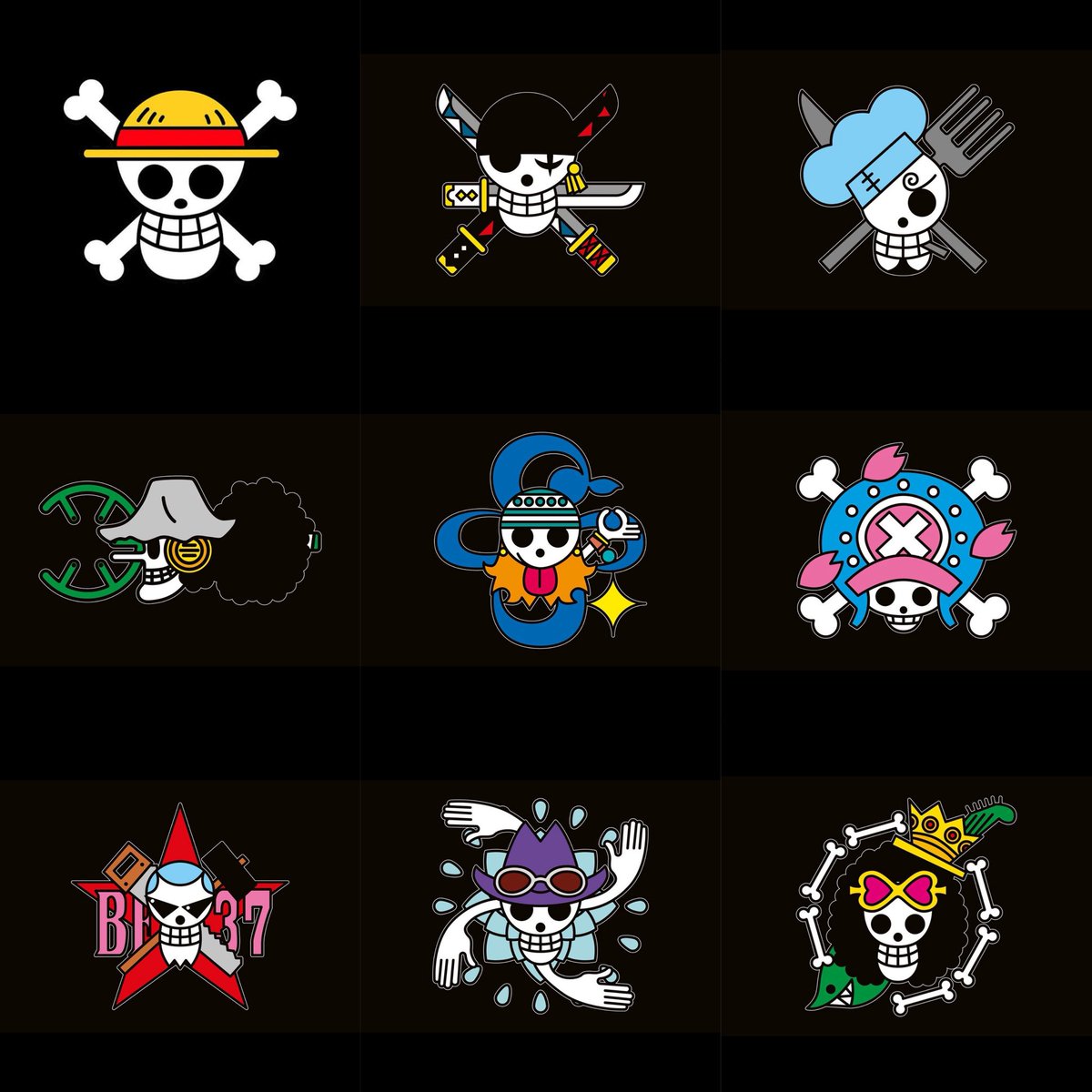 lowkey there’s not a single miss for any of the strawhat’s jolly roger designs