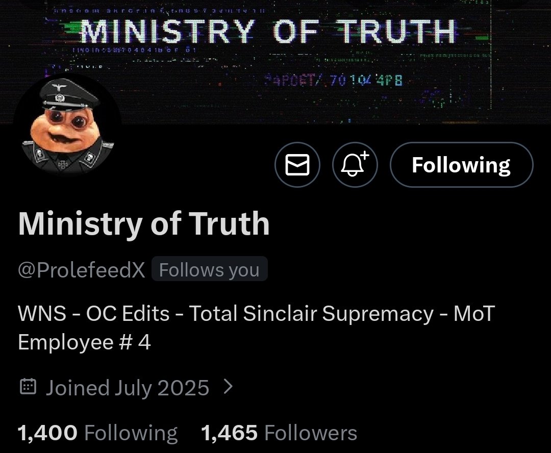 Help our brother <a href="/ProlefeedX/">Ministry of Truth</a> hit 1488! He is so close! 

RT and help <a href="/ProlefeedX/">Ministry of Truth</a> find his frens!