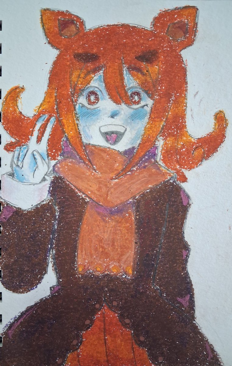 watsujui's tweet photo. This is a test of painting with oil chalk. For this test, I first did the painting and then I used a pencil as a lineart. 

In my second test I'll be doing without the pencil so I can see the difference

#minerofanart #minerowatgbs #funamuseum https://t.co/NT1HBBxsuF