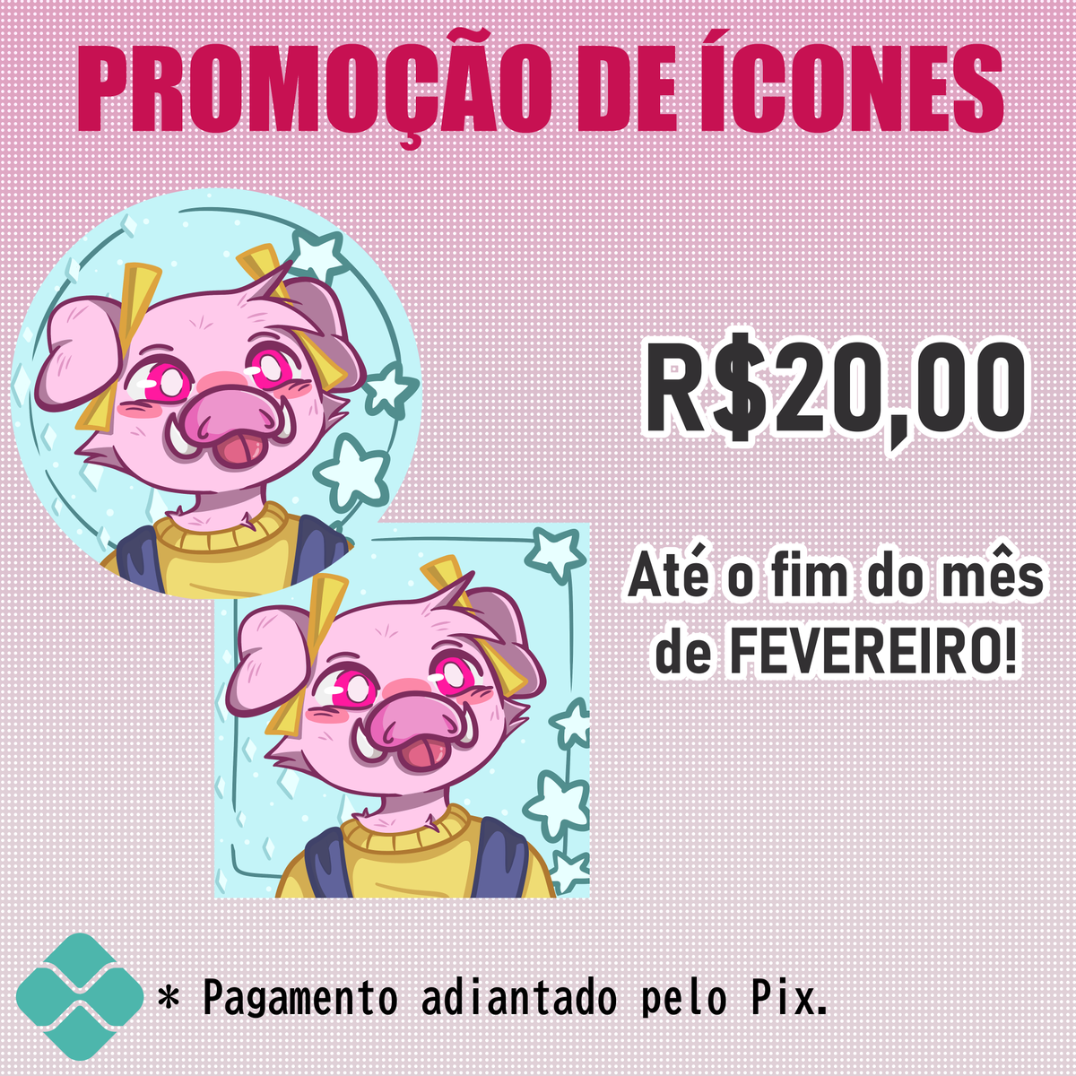 Okay, seguinte, vou abrir uma promoçãozinha de ícones para quem quiser a oportunidade! Não se preocupem se não conseguirem nesse mês, eu vou manter os ícones, mas o preço vai subir um pouquinho para os próximos. Ta aí pra quem tiver interesse!