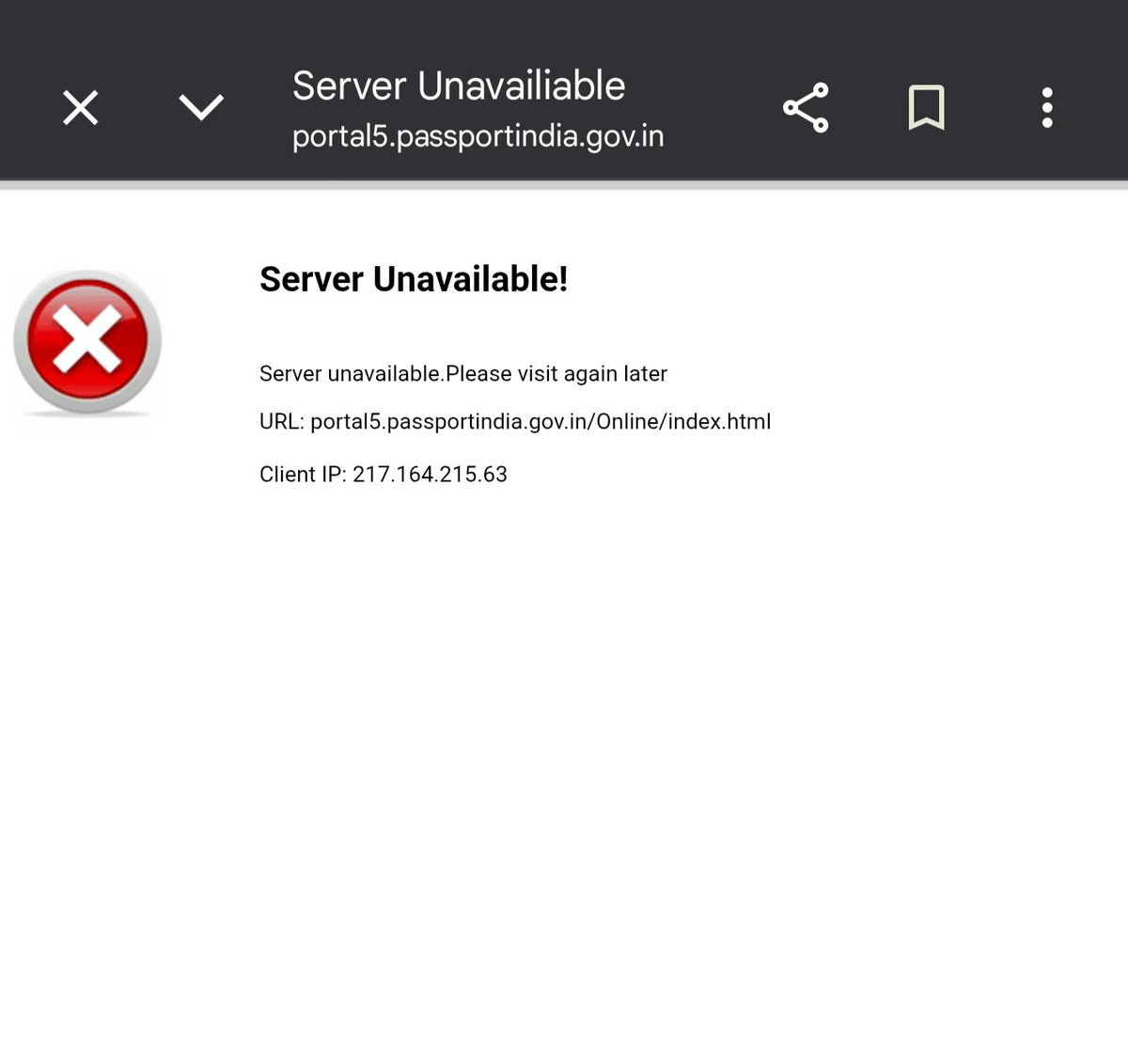 deepaks010's tweet photo. @MEAIndia can't track passport application, same error from last few days. https://t.co/pfrik54ogC