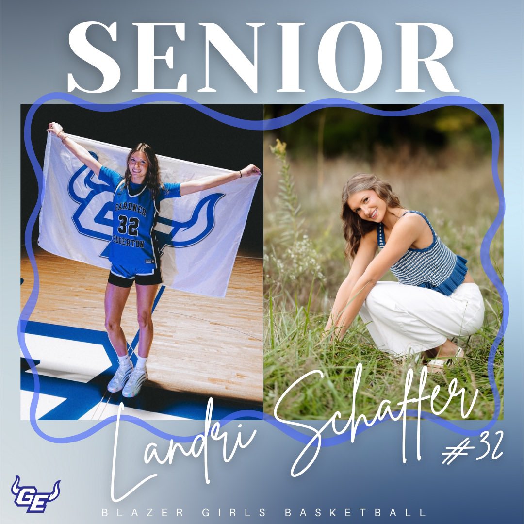 GEHSgirlsbball's tweet photo. 2026 Senior - Landri Schaffer
Daughter of Michelle &amp; Craig Shaffer. 🏀 4 years, 🏃‍♀️ 3 years, &amp; XC 1 year &amp; All-In-Blazers. ❤️ substate win at SMNW &amp; El Dorado trips.  Landri will attend Pitt State to continue playing basketball. Thank you Landri for your 4 years at GEHS! 💙🏀🤘 https://t.co/gOInU48XP8