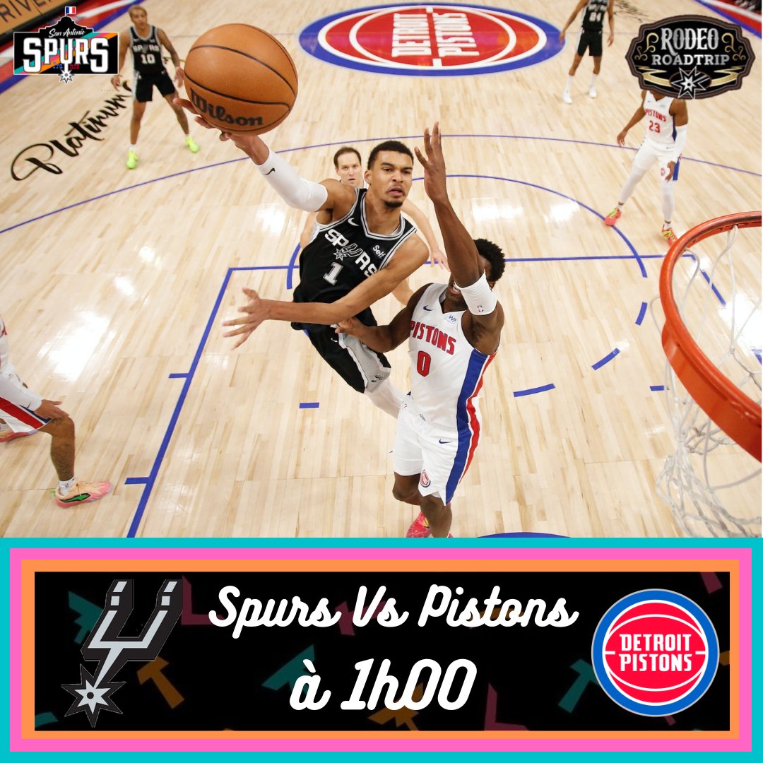 GAMEDAY

🕐1h00 
📍Little Caesars Arena
 🚑 Plumlee 

Première confrontation de la saison entre les premiers de la NBA et nos Spurs (3ème en NBA) on commence à Détroit avant la revanche en 5 mars pour le retour des Spurs à domicile après le Rodéo Road Trip 

#Porvida
