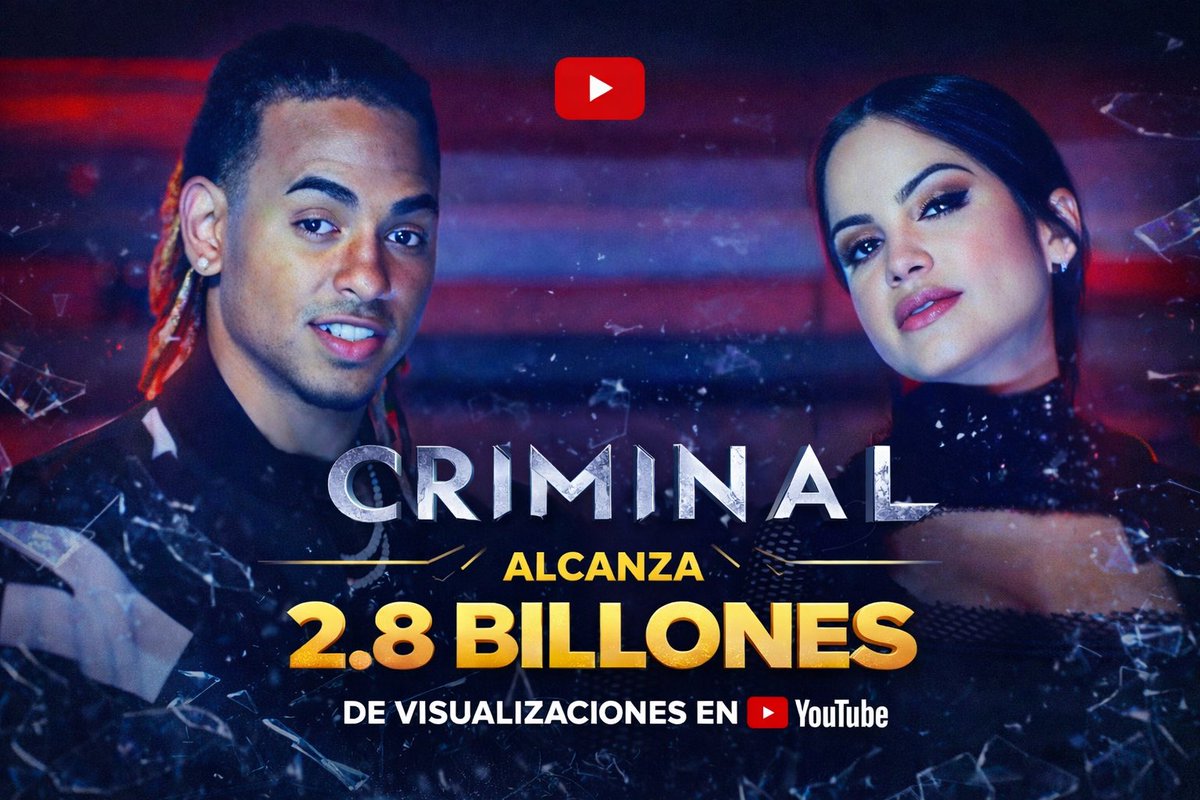 bestofnatti's tweet photo. HIT ATEMPORAL! El video o oficial de “Criminal” de @NattiNatasha y Ozuna, alcanzó la marca de los 2,8 BILLONES de vistas en YouTube. https://t.co/InUAREj18m