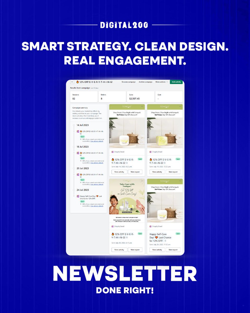 digital200_'s tweet photo. At #Digital200, we believe that when the right message meets the right moment, email marketing works.

Our #newsletter helped Tonique turn a simple promotion into measurable results.

Let's build your next newsletter: https://t.co/tp0lcoYGtc https://t.co/XX4N2qGAed