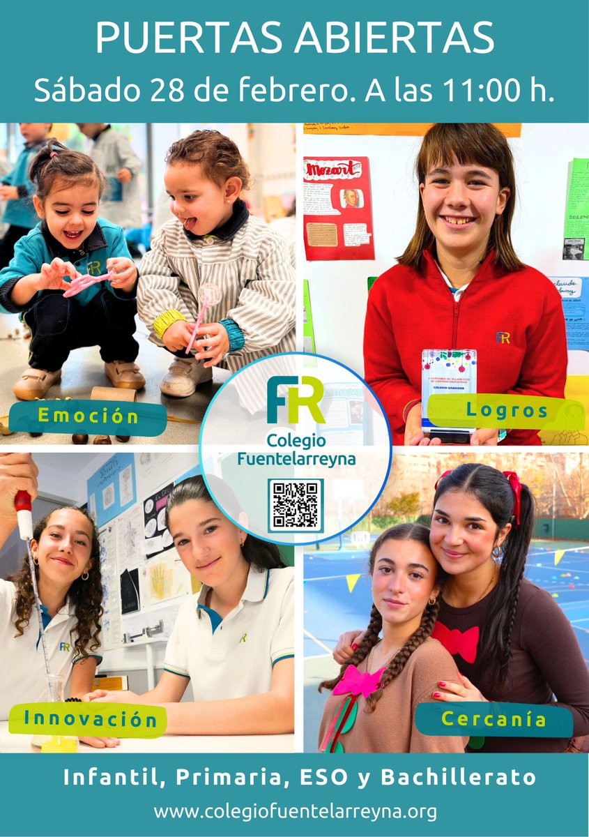 ¡Te esperamos este sábado para enseñarte todo nuestro cole! A las 11 h, te mostraremos nuestro proyecto educativo y abriremos todas las instalaciones. #ElEntusiasmoPorEnseñar #LaPasiónPorAprender