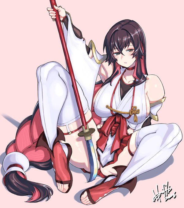 リクエストで描かせていただいた、素敵デザインなバトル巫女さん☺✨
#skeb 