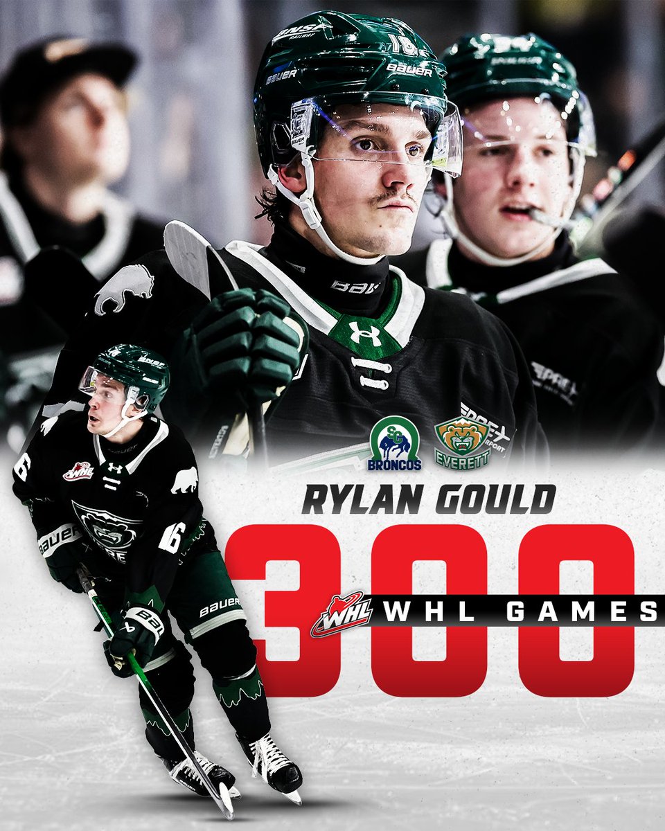 TheWHL's tweet photo. 3️⃣0️⃣0️⃣ for Rylan Gould!

The @WHLsilvertips veteran and former @SCBroncos forward is the latest WHLer to hit 300 games in the Western League. https://t.co/RRisFUajj5