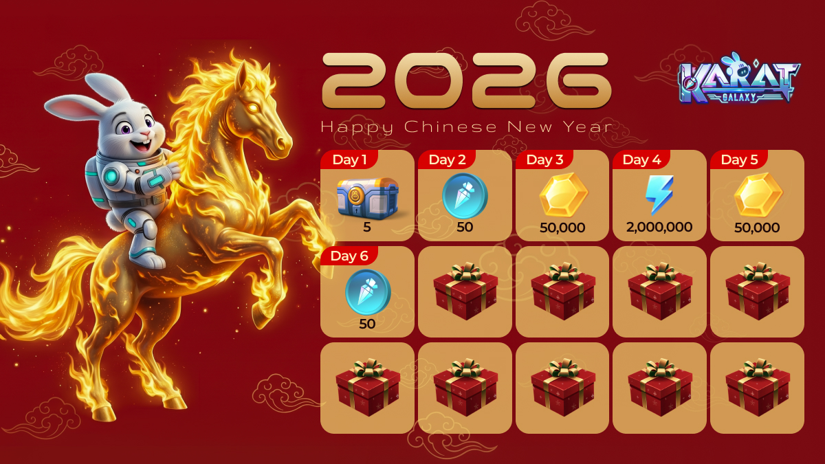 DAY Nº7 of the Karat Galaxy 🧧#ChineseNewYear Event!🎁 

🔥🐎We’re giving out #KaratGalaxy assets! 

🎁1 lucky winner every day!
⏪Yesterday's winner is: <a href="/a6d1ka1/">✦a6d1ka1base.ethWOW 🟣</a>
 
How to enter:
1️⃣ Follow &amp; RT this tweet
2️⃣ Comment your Karat Galaxy UID

❗️Past winners can participate again❗️