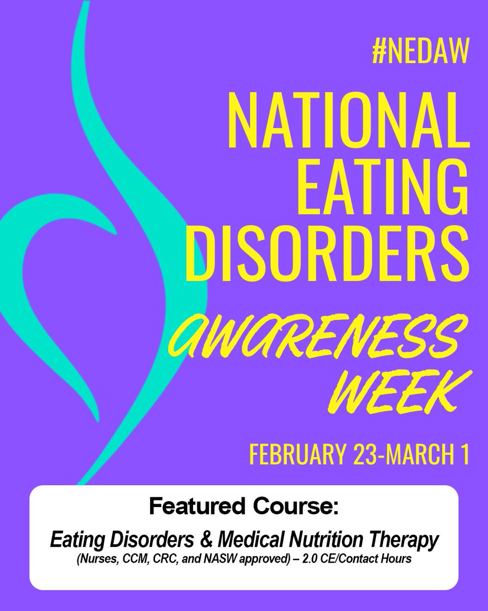 Career_Smart's tweet photo. During National Eating Disorders Awareness Week, strengthen clinical awareness and support early intervention with evidence-based CE.
Eating Disorders &amp; Medical Nutrition Therapy (2.0 CE):
https://t.co/WQiNoam5vm

#NEDAW #EatingDisordersAwareness #HealthcareCE https://t.co/SCvwIJMUYB