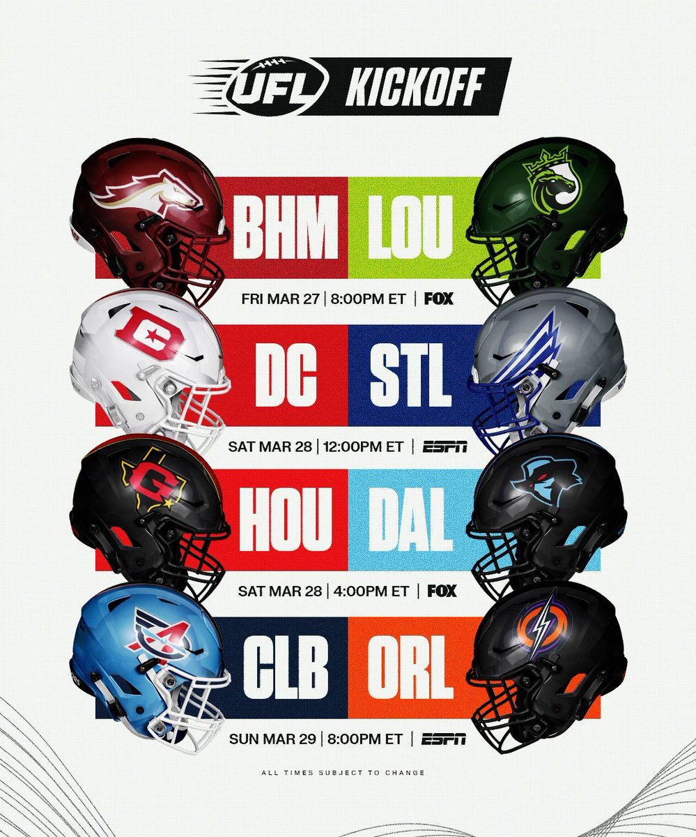 UFL 2026 helmets. Which is your favorite?