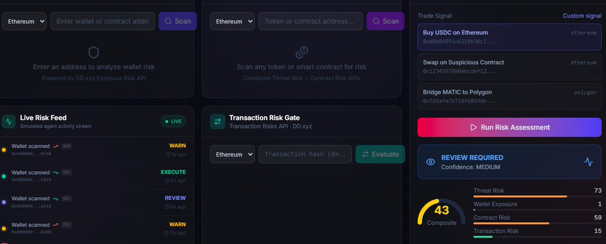 samran295's tweet photo. Powered by https://t.co/jVyTidybGy · Webacy Risk Engine  https://t.co/dOvysfzfav We’ve integrated Threat Risk, Exposure Risk, Contract Risk, and Transaction Risk APIs directly into our autonomous trading system. #DDxyz #Webacy #OnchainSecurity #DeFi #AI https://t.co/7VwSex4Z3D