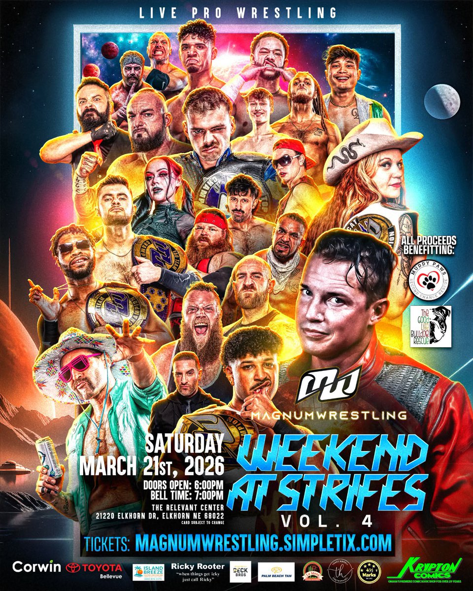 Man, we are still about a month away from Magnum Wrestling Presents: Weekend at Strifes vol. 4 and tickets are flying! 

Tomorrow, match announcements begin so buckle in as we head full throttle into WAS4! 

magnumwrestling.simpletix.com