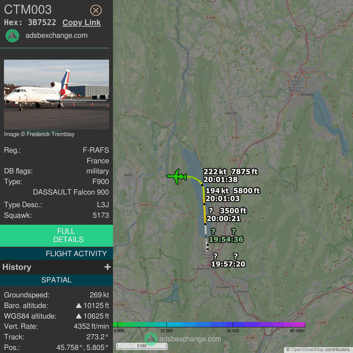FlottePresident's tweet photo. 🛫 Un Dassault Falcon 900EX EASy 🇫🇷 République Française vient de décoller près de Chambéry/Aix-les-Bains, France.
Vol #CTM003, immatriculation #FRAFS.
Suivre le vol : https://t.co/1fnGz8CWuq https://t.co/IgJIQs7Wqk