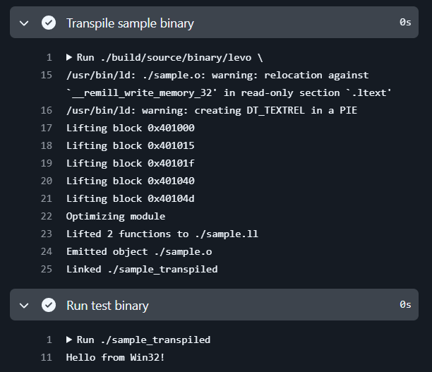 I started working on a small side project:
github.com/momo5502/levo

It's an ahead-of-time binary translation toolchain.
It transpiles windows binaries to any other OS/platform.

It is super limited right now, but managed to translate a 32 bit windows binary to x86_64 linux 🥳