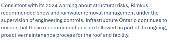 isaaccallan's tweet image. Roughly a month after a massive Toronto snowstorm, Infrastructure Ontario still can't say whether or not the roof of the science centre was damaged.

Attraction was urgently closed in 2024, government cited fears the roof  was unsafe and might not surive snowfall. #Onpoli