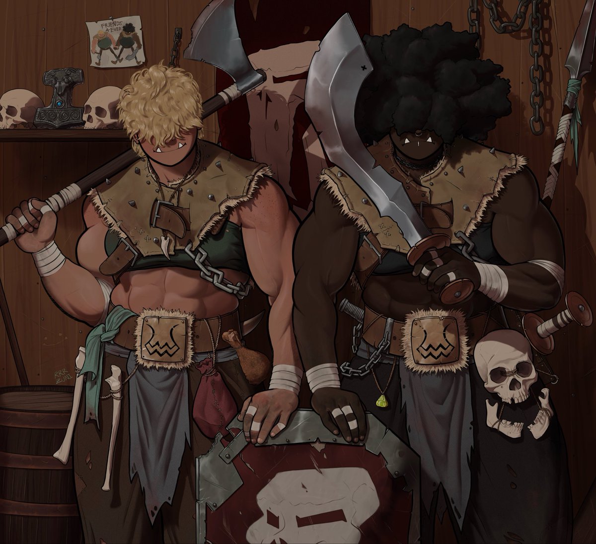 Tryggi and Momo as troll warriors