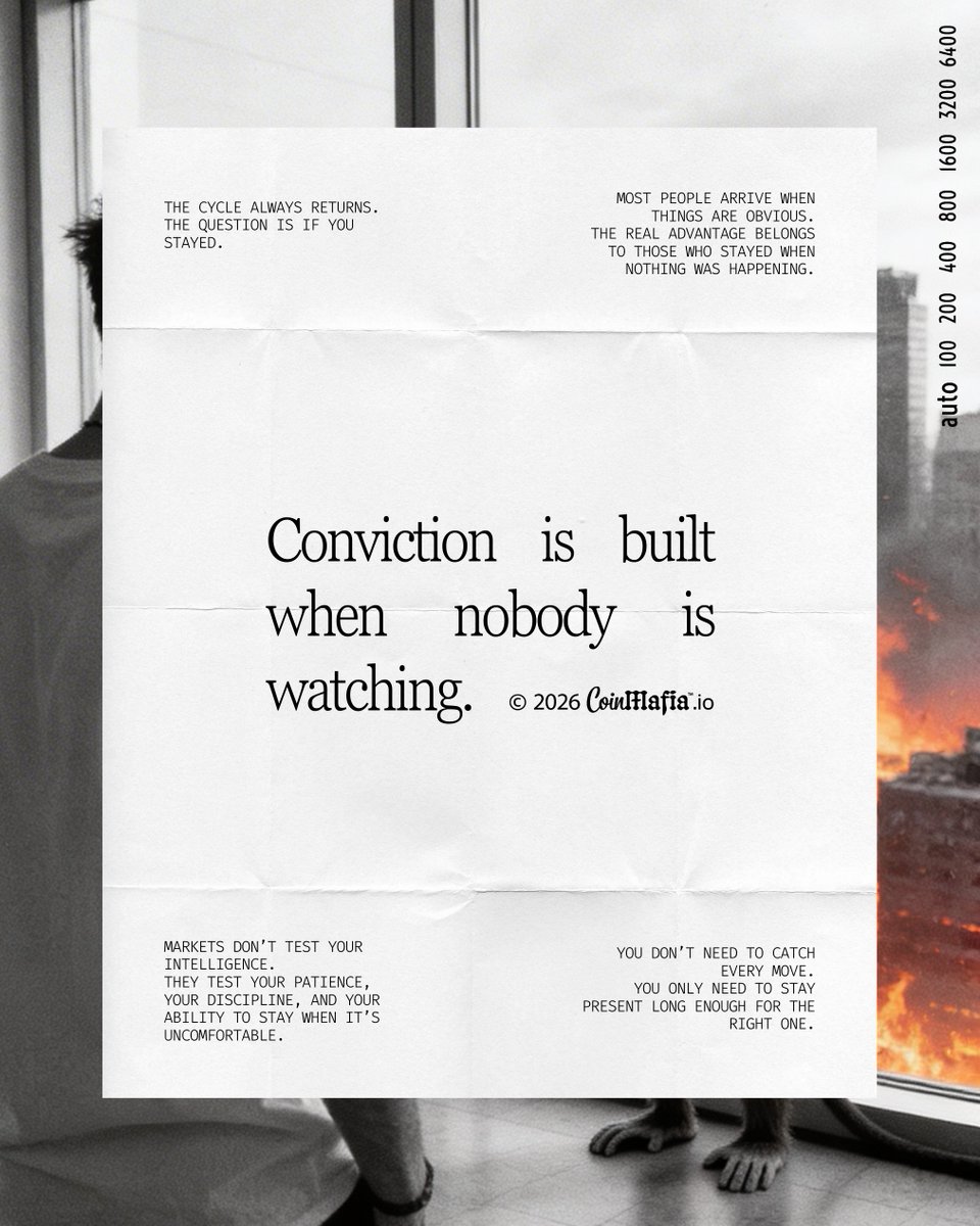 Conviction is not formed when everything is green.
It is formed when you continue believing during uncertainty.
The loudest gains are built during the quietest phases.
What feels slow today becomes obvious in hindsight.

You’re not just waiting.
You’re positioning yourself for