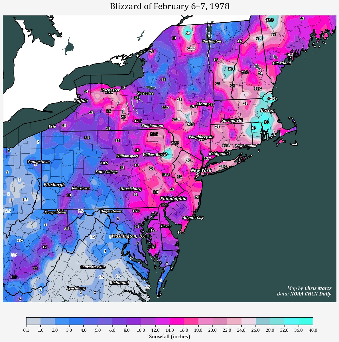 ChrisMartzWX's tweet image. The same exact weather that occurred 48 years ago in February 1978 is apparently caused by climate change today. The ignorance and arrogance of climate alarmists never cease to amaze me.