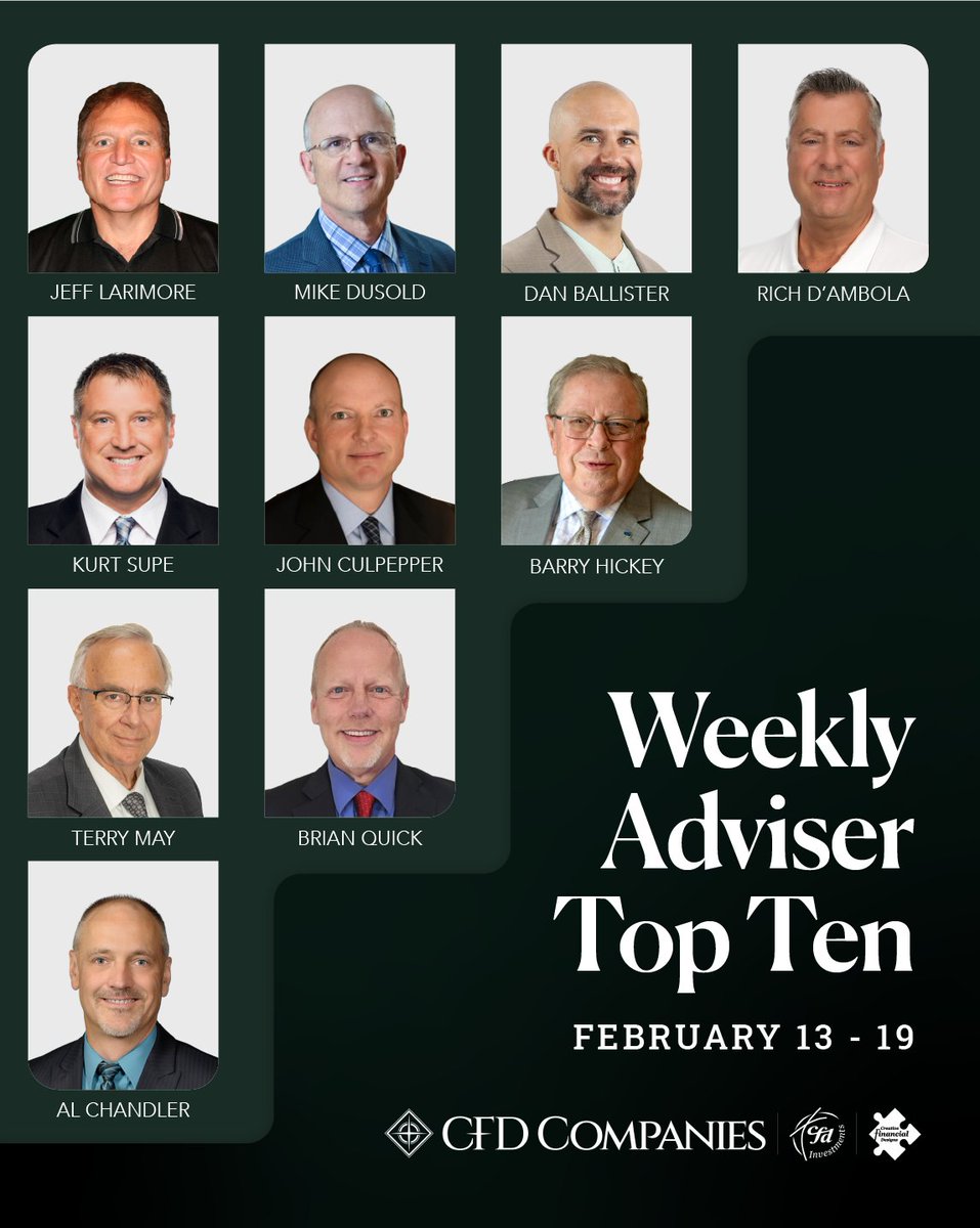Congrats to our top 10 advisers of the week! ⭐

Your dedication and hard work have not gone unnoticed, and they are a true reflection of the care you bring to everything you do.

See why more independent advisers are choosing CFD.
joincfd.com

#financialadviser