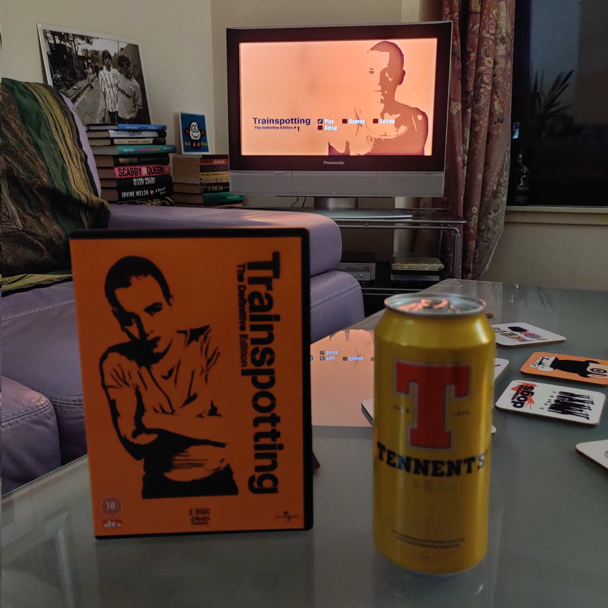 JasonGolaup's tweet photo. 'Did ye mind the kerds?'

All set to watch my fave movie of all time - #Trainspotting - released 30yrs ago today 🥰 🧡 🖤 🤍

The movie of a generation which defined the 90s 💥

Ye know whit? It's no shite bein Scottish 🏴󠁧󠁢󠁳󠁣󠁴󠁿 💜

#ChooseLife #Begbie #Diane #SickBoy #Spud #Renton https://t.co/oeOMKdlIzZ