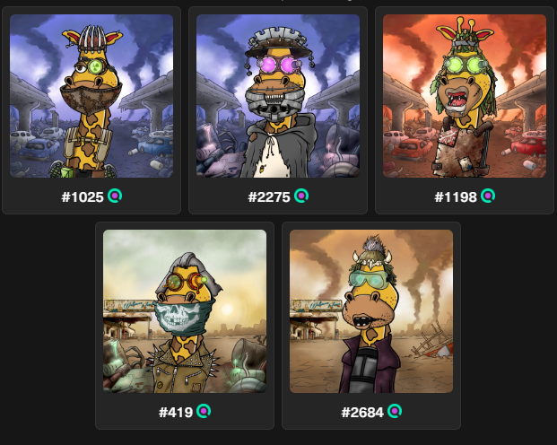 Just upgraded some of my <a href="/GoofyGiraffes_/">Goofy Giraffes</a> using the metadata swap site by <a href="/GotmLabz/">GOTM Labz</a> . Very happy with the resulting art - and the juicy reward bonuses too.