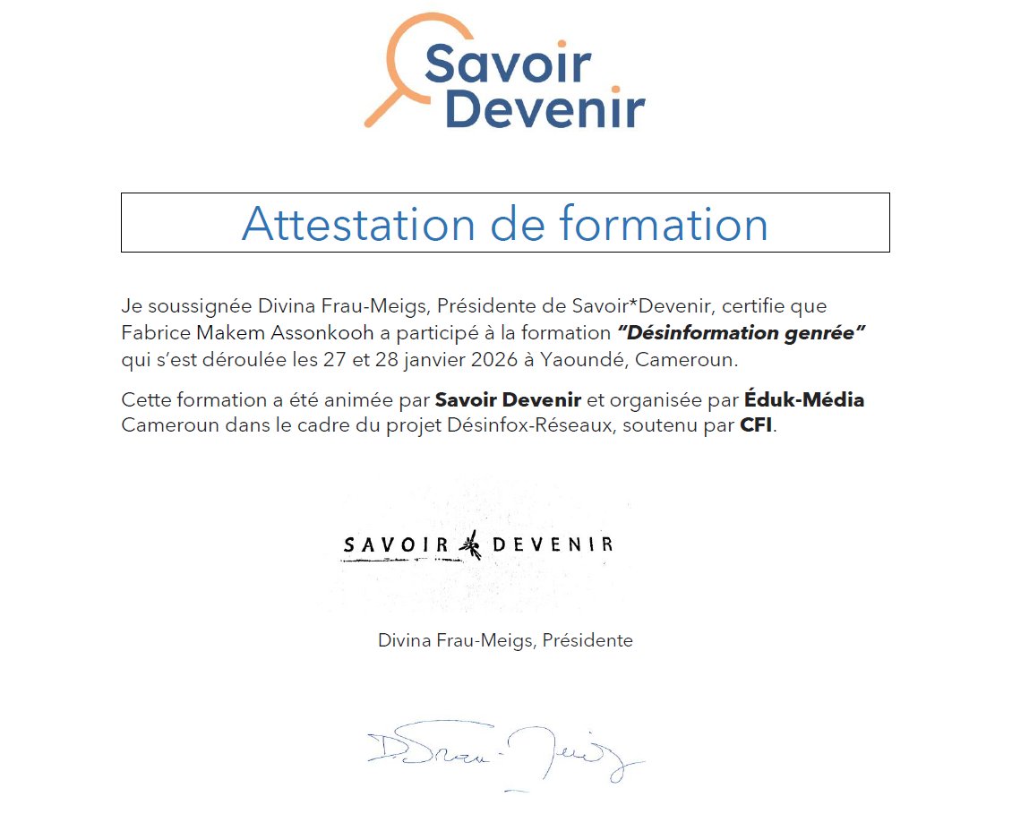 fabrice_makem's tweet photo. Je supervise actuellement une étude sur la #désinformation_genrée au #Togo 🇹🇬
Projet #DésinfoxRéseaux, soutenu par @CFImedias et mis en œuvre par @EdukMedia &amp; #SavoirDevenir dans 5 pays africains : #Cameroun #Togo #RCA #CôteIvoire #Tchad

#EMI #MediaLiteracy #GenreEtNumérique https://t.co/Wu0vaBZCQW
