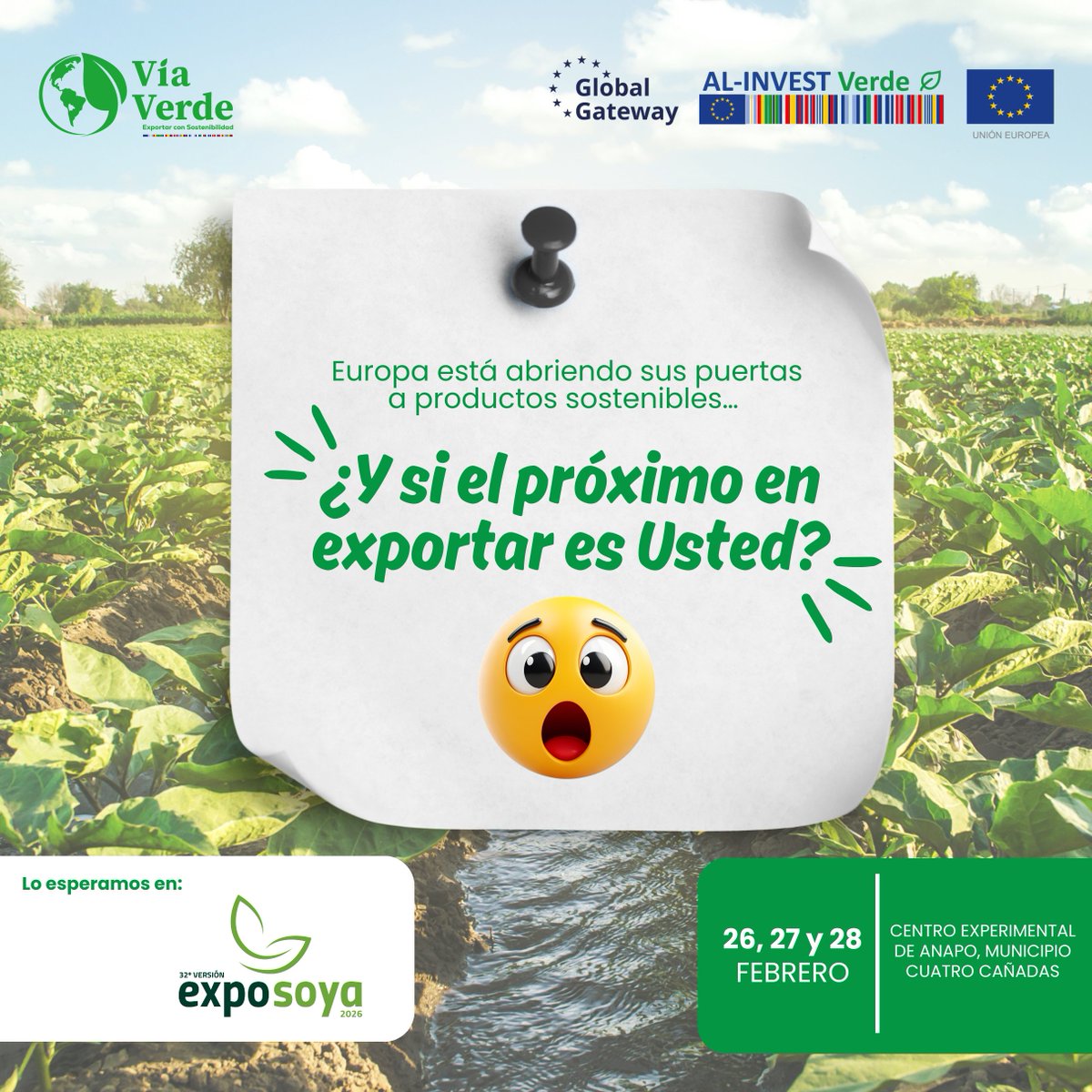 ViaVerdeBo's tweet photo. 🙋🏻‍♀️🙋🏻‍♂️Si quiere conocer cómo acceder al mercado de la Unión Europea con criterios de sostenibilidad, le invitamos a visitarnos. Acérquese, conversemos y descubra cómo Vía Verde puede acompañar a su empresa en su proceso de internacionalización sostenible🌍

#ALINVESTVERDE https://t.co/86jWKLPKKy