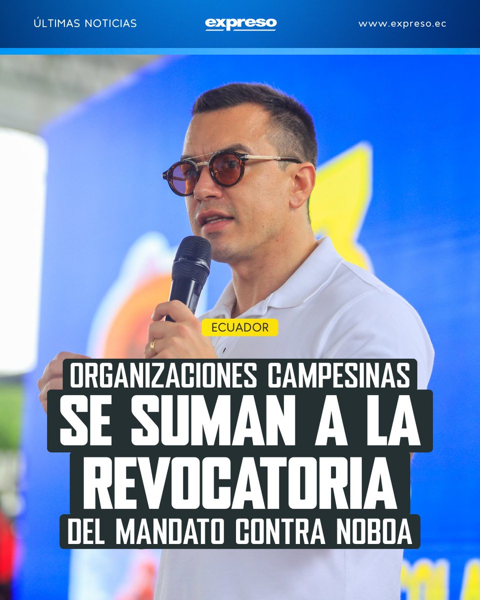 La Federación Nacional de Organizaciones Campesinas anunció su adhesión a los pedidos de revocatoria del mandato en contra del presidente Daniel Noboa, por un supuesto incumplimiento de su plan de trabajo.

Más detalles 👉 bit.ly/3MQJq74