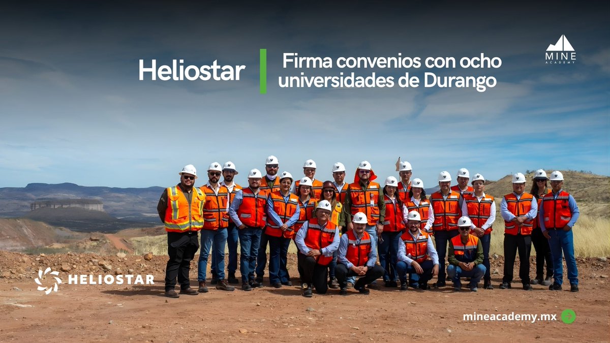Heliostar firmó convenios de colaboración con ocho universidades de Durango para impulsar prácticas profesionales, vinculación académica y formación en Ciencias de la Tierra, presentando además avances en restauración ambiental en la Mina El Castillo, donde se han reforestado 59