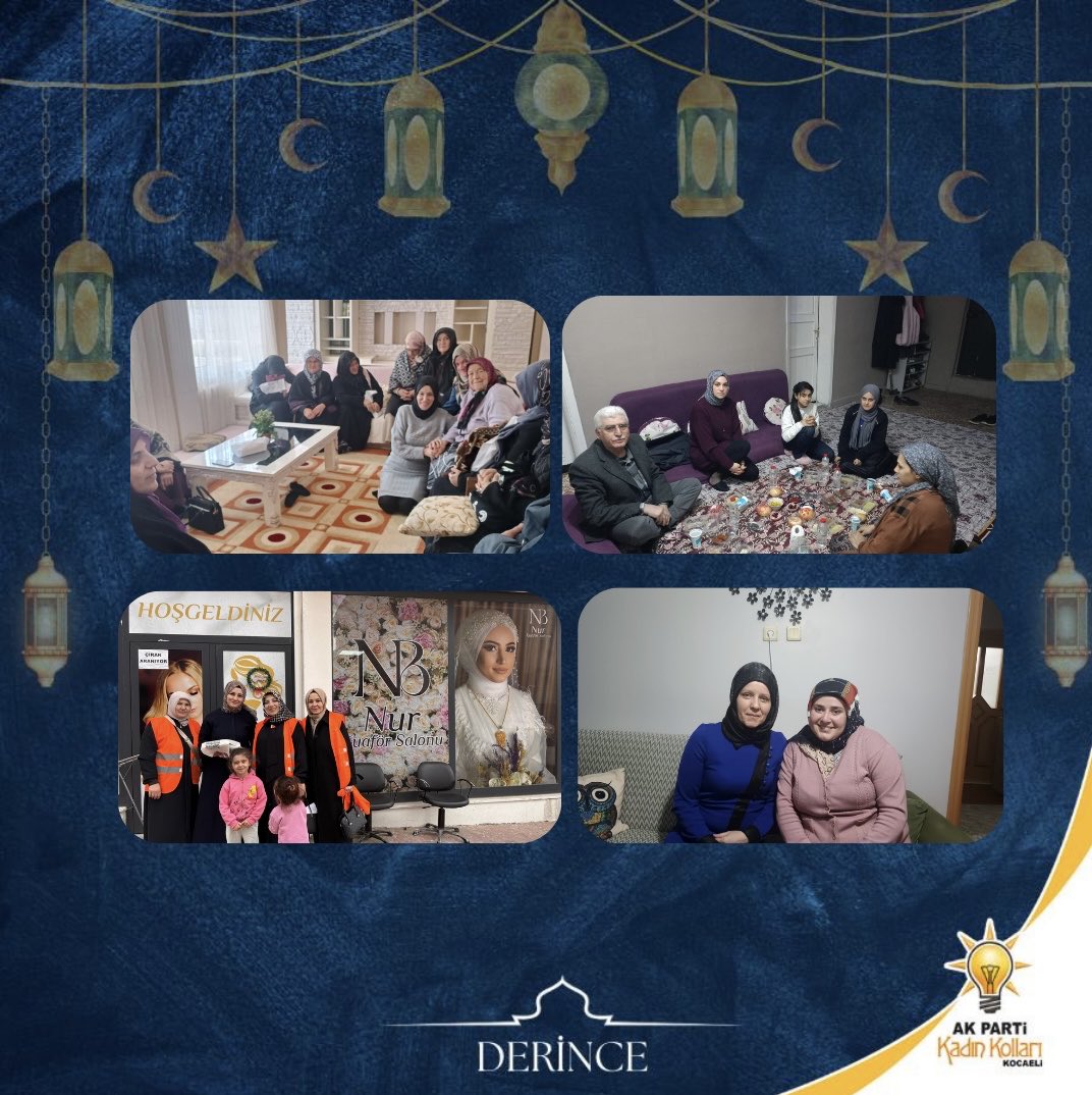 AK Kadın Derince teşkilatı olarak; İlçe Kadın Kolları Başkanımız Gülay ARSLAN öncülüğünde; gönül ziyaretlerimizi, hasta ziyaretlerimizi ve mukabele programlarımızı büyük bir samimiyetle gerçekleştirdik.