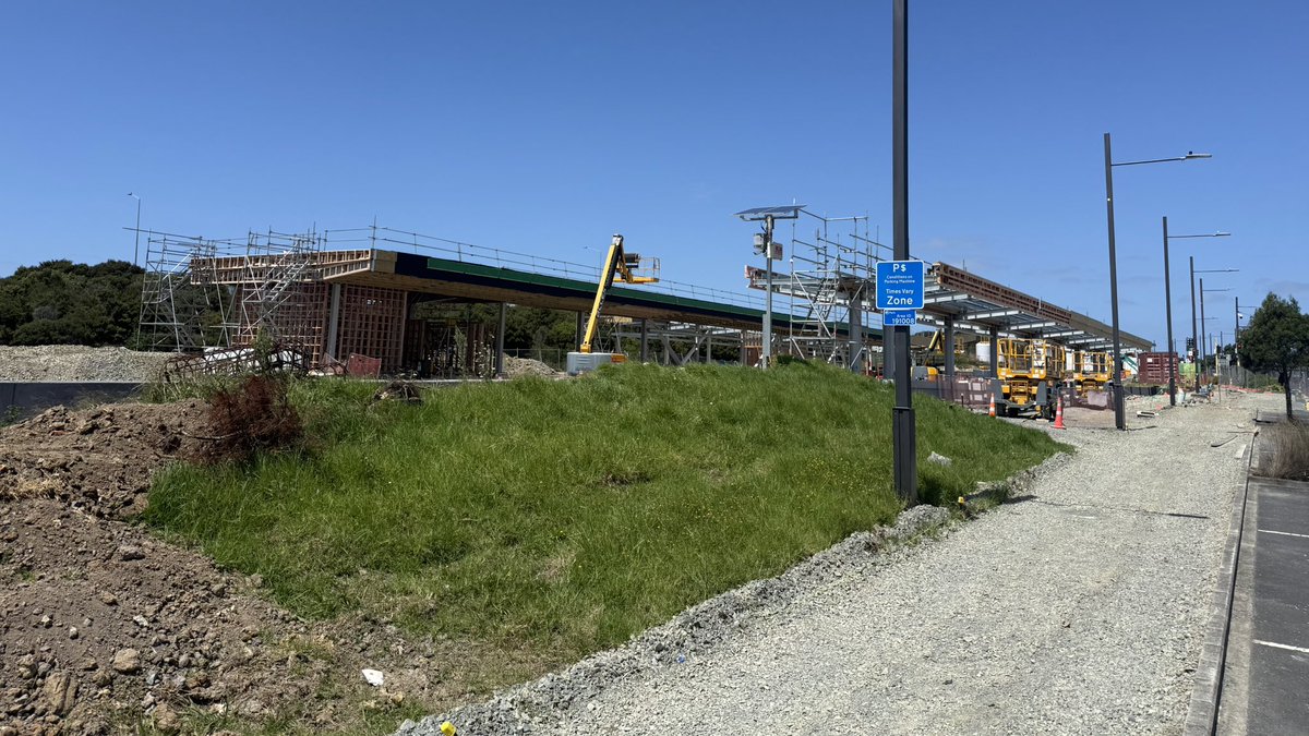 NZTransitBuzz's tweet image. #BusNews: Work on the new Westgate Bus Station is progressing well with all the kerbs having been cast and the main station structures framework assembled. 

The footpath outside the station is being rebuilt to better connect to the new station.