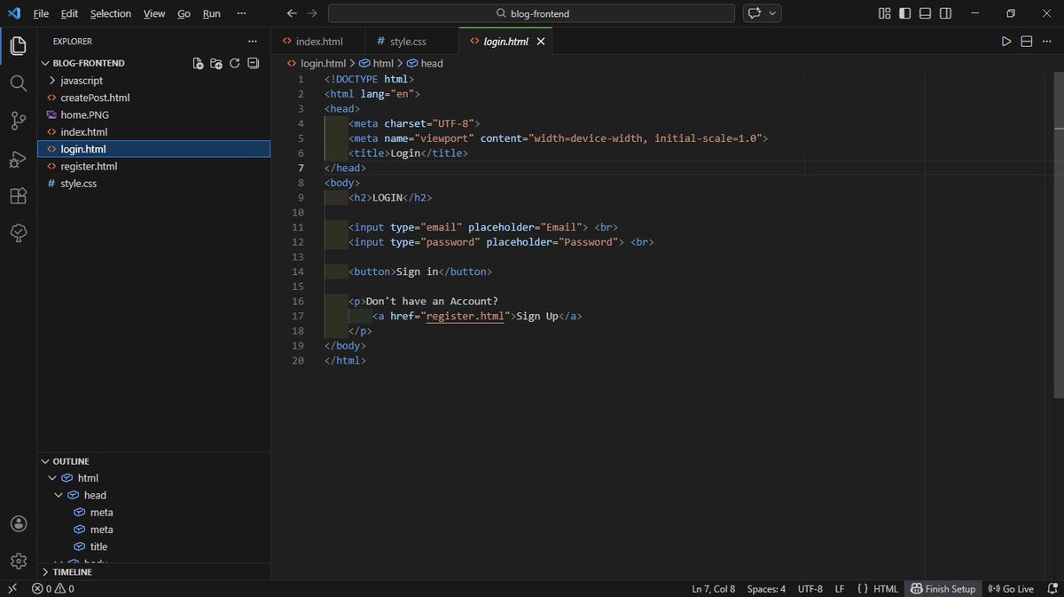 abhayy2903's tweet photo. Day-70/100 #100DaysOfCode

Worked on (blog_app) 

Today’s learning:

Started frontend development for my Blogify project.
Built the homepage (index.html) , (login,html), (register.html) with header, navbar, hero section, and basic styling.
#webapp #springboot #frontend #blogapp https://t.co/TAErJrvR44