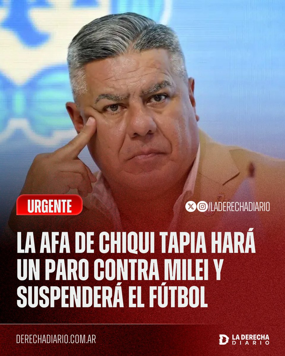 🚨🇦🇷 | #URGENTE LA MAFIA MANCHÓ LA PELOTA: La AFA del mafioso Chiqui Mafia convocó un paro y suspenderá todas las categorías del fútbol argentino del 5 al 8 de marzo para apretar a la Justicia y al Gobierno Milei por la investigación de la apropiación ilegal de $19.000 millones