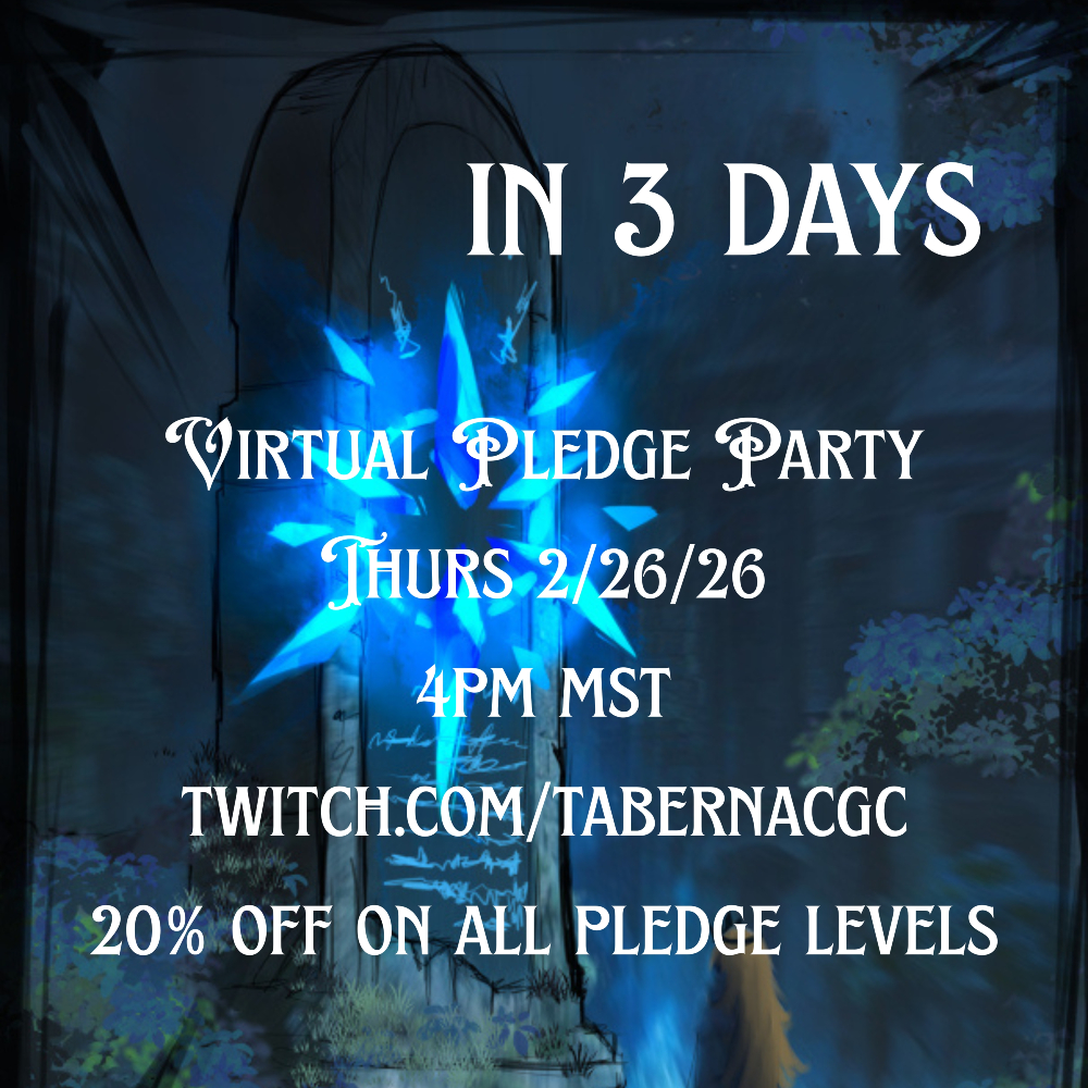 TabernaCGC's tweet photo. Virtual Pledge Party Countdown!  2/26/26.  4pm MST.  

#kickstarter #kickstartergames #kickstartercampaign #tabletopkickstarter https://t.co/TWAOxLiFqQ