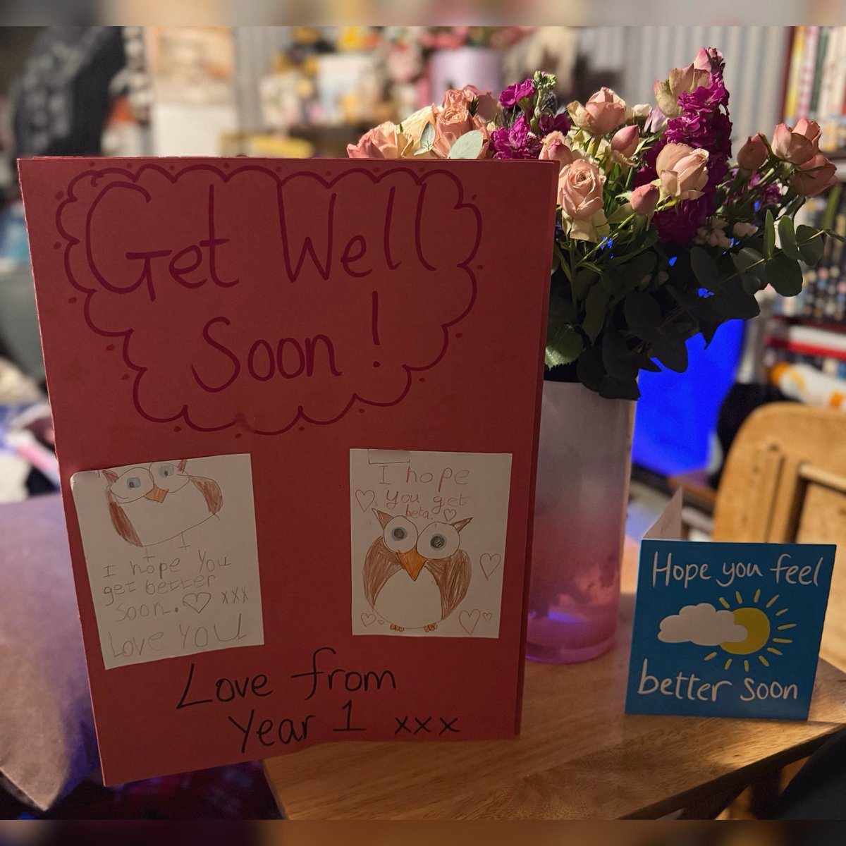 <a href="/Lakeside_Sch/">Lakeside Primary</a> thank you so much for all the kind well-wishes and for these lovely gifts while I’m still off recovering. This has really cheered me up 🥰 - Miss Robertson