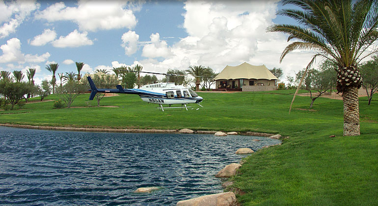 Escape to luxury in the heart of the desert oasis!  Arrive in style via private helicopter, touching down beside this stunning Exclusive Tent. Whether it's a romantic getaway or an exclusive escape, experience the pinnacle of sophistication crafted by the guys at 
<a href="/ExclusiveTents/">Exclusive Tents International</a>