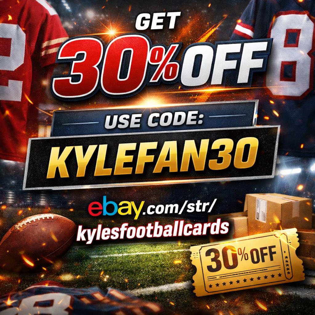 kjacks677's tweet image. 🚨 30% OFF — Limited Time 🚨

Take 30% OFF authentic jerseys &amp;amp; rare collector finds at Kyle’s Football Cards on eBay.

Use code: KYLEFAN30 💸

Fast shipping. Trusted seller. Limited stock.
Don’t miss it. 👀🏈

#SaleAlert #NFLJerseys #EBayFinds #SportsCollectibles 

@eBay