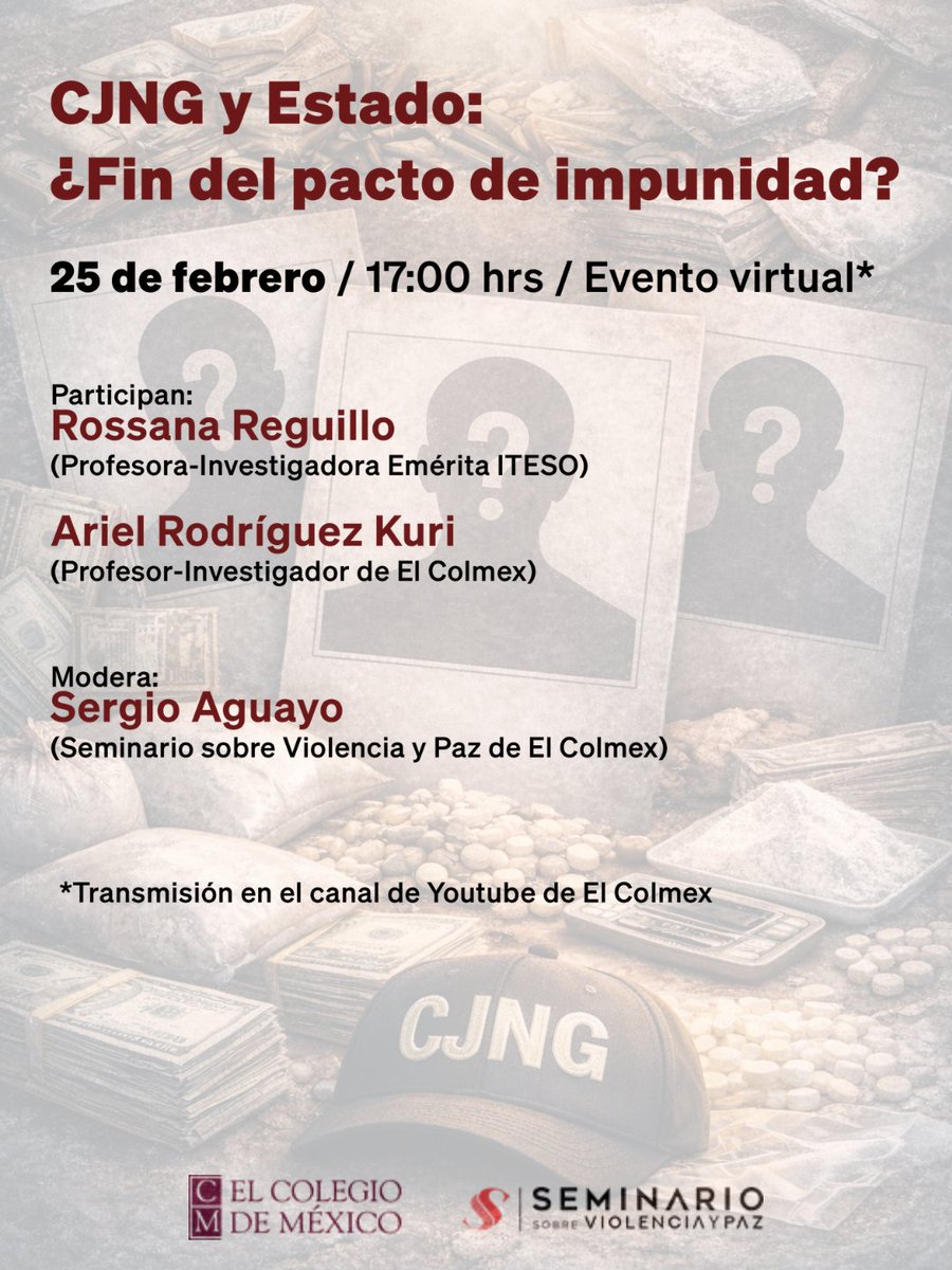 ¡Nos vemos el miércoles! <a href="/rossanareguillo/">Rossana Reguillo</a> <a href="/ArielKuri/">Ariel Rodríguez Kuri</a> <a href="/elcolmex/">El Colegio de México</a> 

Enlace: youtube.com/live/ZiNEFUwhP…