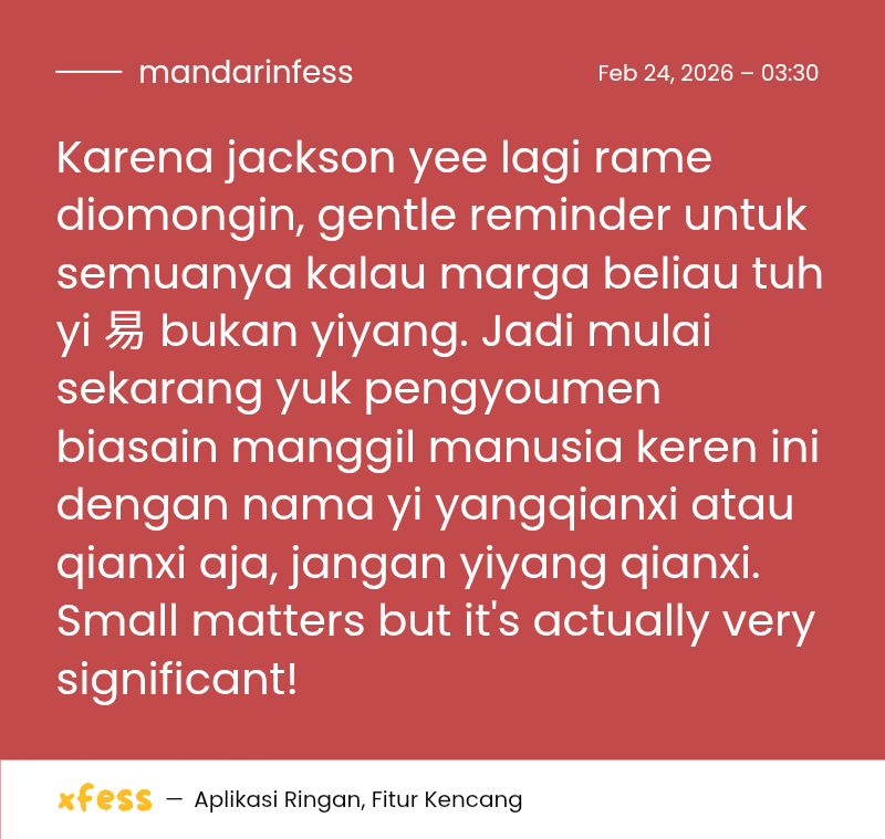 mandarinfess's tweet photo. [nihao] Maaf kalau keliatan kayak polisi fandom, I've seen lots of people yang masih keliru manggilnya yiyang and it's kinda iffy karena jadi ketuker sama yang lain. Terima kasih udah support qianxi ❤️ ditunggu scare out tayang di Indo!! :D https://t.co/O9akTcmtsq