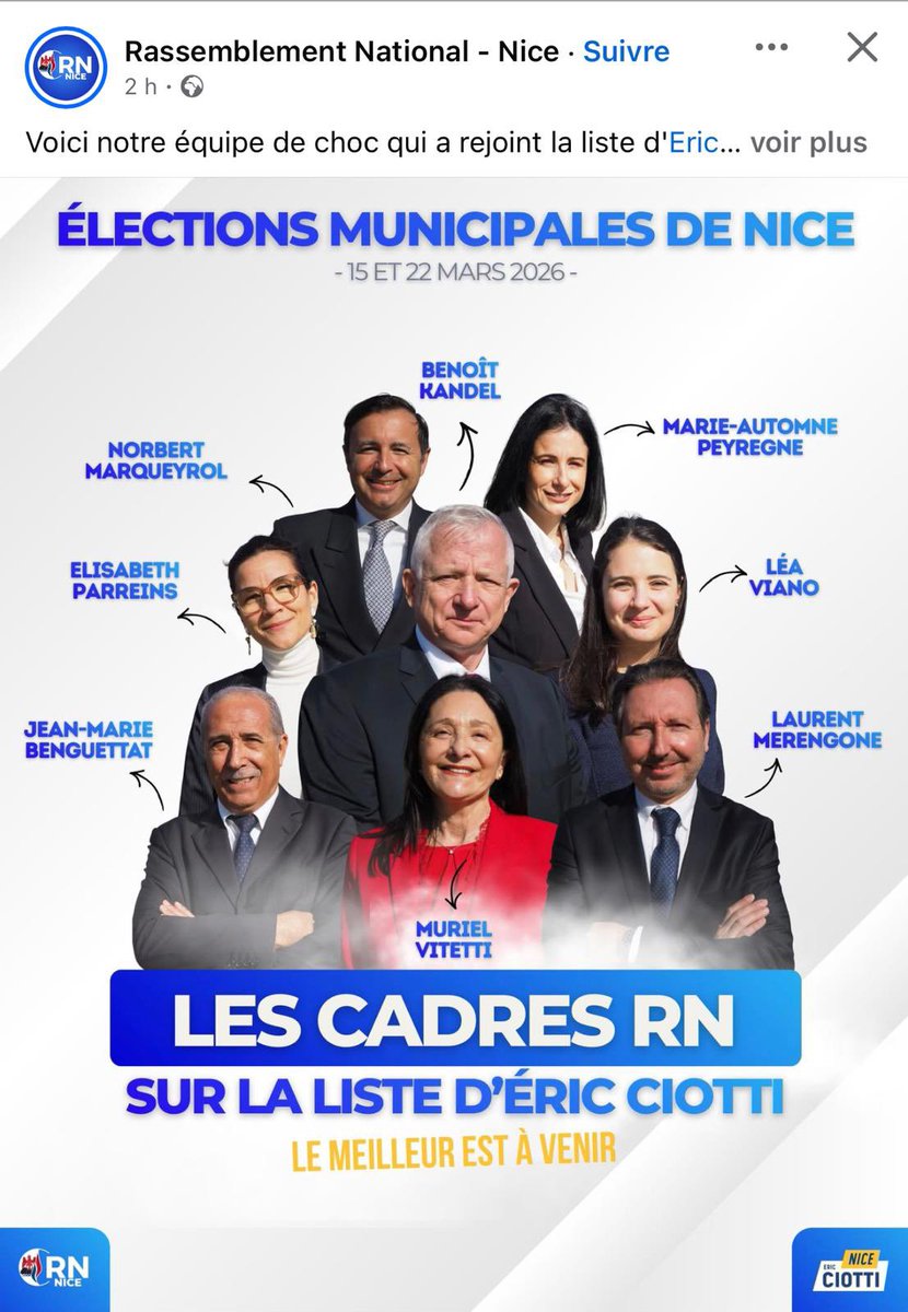 Chassez le naturel, le <a href="/RNational_off/">Rassemblement National</a> revient au galop.

À #Nice, le masque est tombé. 

Derrière <a href="/eciotti/">Eric Ciotti</a>, c’était bien le RN. 

Mettre un bulletin Ciotti le 15 mars prochain, c’est voter pour l’extrême droite.