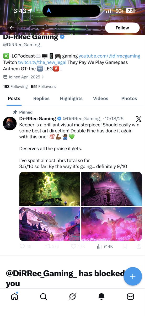 Hahaha poor little Di-RRec trash gamer couldnt handle a conversation so he blocked me. Poor little console warriors 🤣🤣🤣