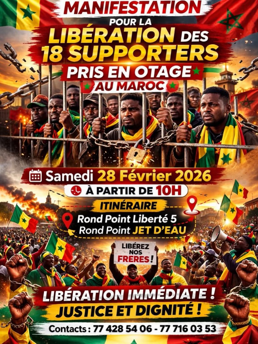 Libérez nos supporters 🇸🇳 
A partager au max la famille 🙏🏿