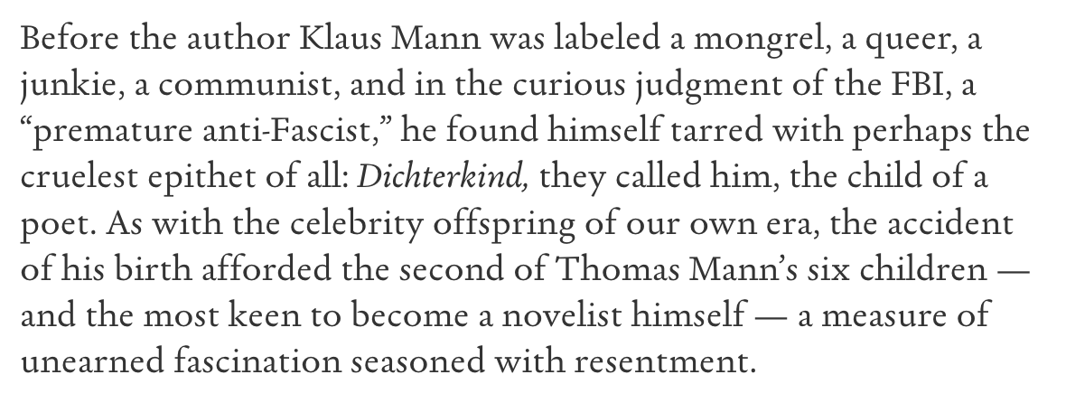 aarongell's tweet image. Enhance your #snowday by reading my essay on Klaus Mann's delicious antifascist novel  Mephisto, a savage takedown of elite complicity that has no relevance  whatsoever to contemporary America ⤵️