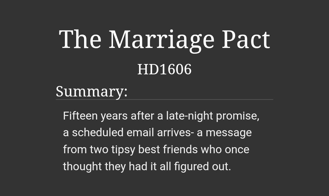 My Newest Fic is here: 

The Marriage Pact

archiveofourown.org/works/80107756…