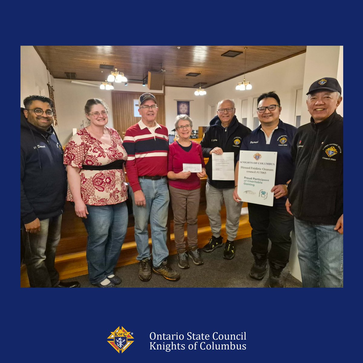 On February 13, Brother Knights from Blessed Frederic Ozanam Council #17065 visited the Wideman Mennonite Church on Markham Road to present a generous donation in support of the #BlueDoor/ Mosaic Interfaith #OutoftheCold program.
Read more: ontariokofc.ca/2026/02/13/283…

#KofC #Ontario